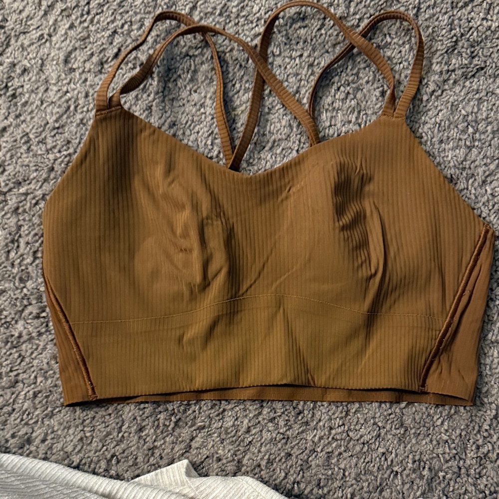 lululemon athletica Brown Ribbed Sports Bra
